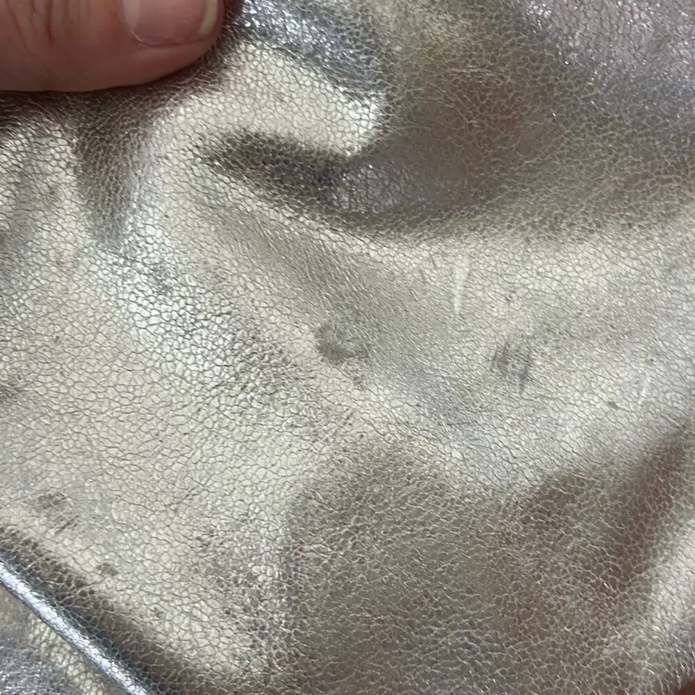 Tory Burch canvas and silver leather large tote bag